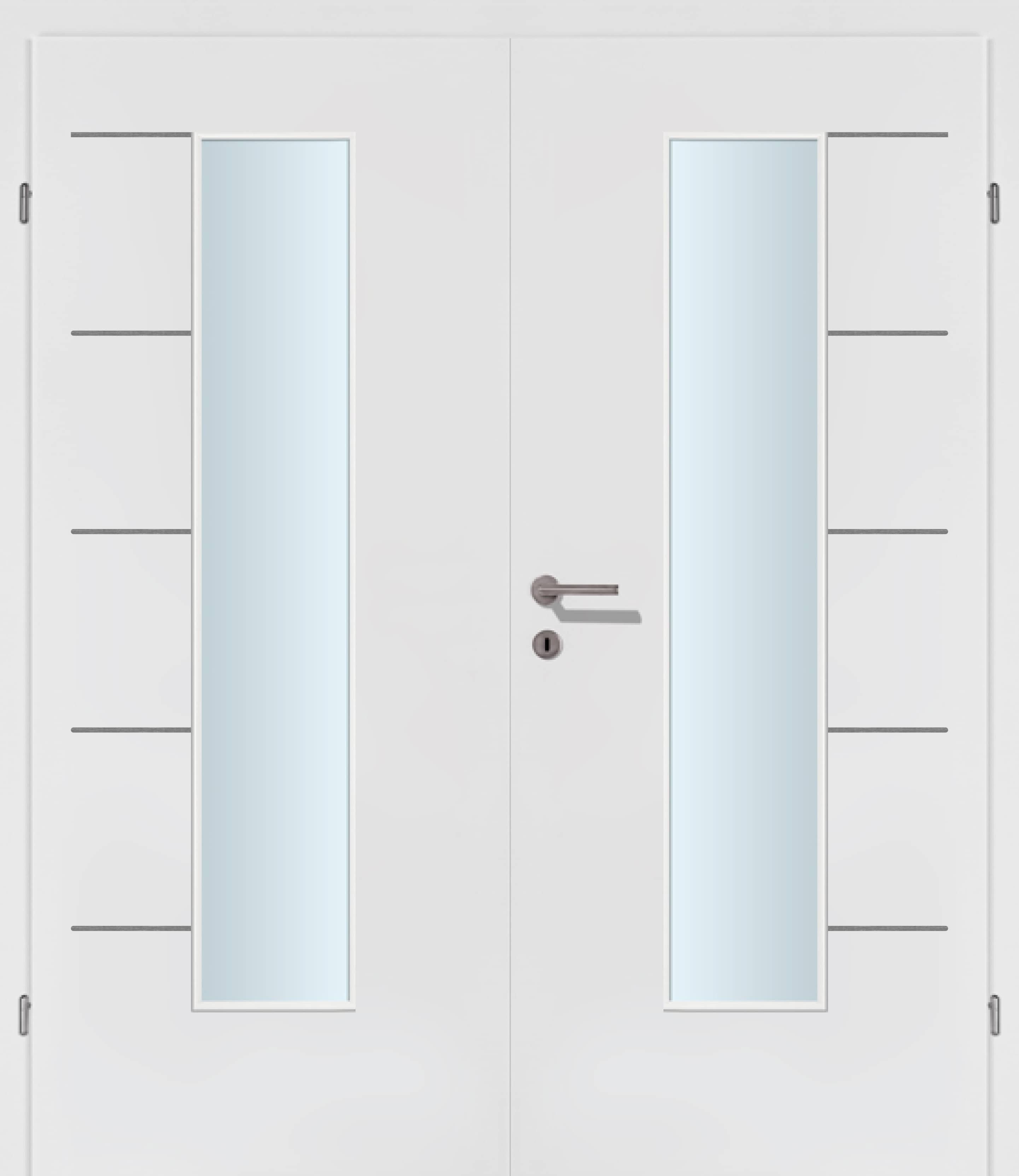Selektion T48 Alu Effekt Lisenen weiss Innentür Inkl. Zarge (Türrahmen) Doppeltüre Inkl. Glaslichte EN Mittig
