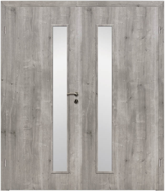 CPL Asteiche Grau Längs, strukturiert 1513 Innentür Inkl. Zarge (Türrahmen) Doppeltüre Inkl. Glaslichte LA3
