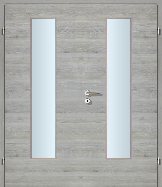 CPL White Grey Quer, strukturiert Innentür Inkl. Zarge (Türrahmen) Doppeltüre Inkl. Glaslichte EN Mittig