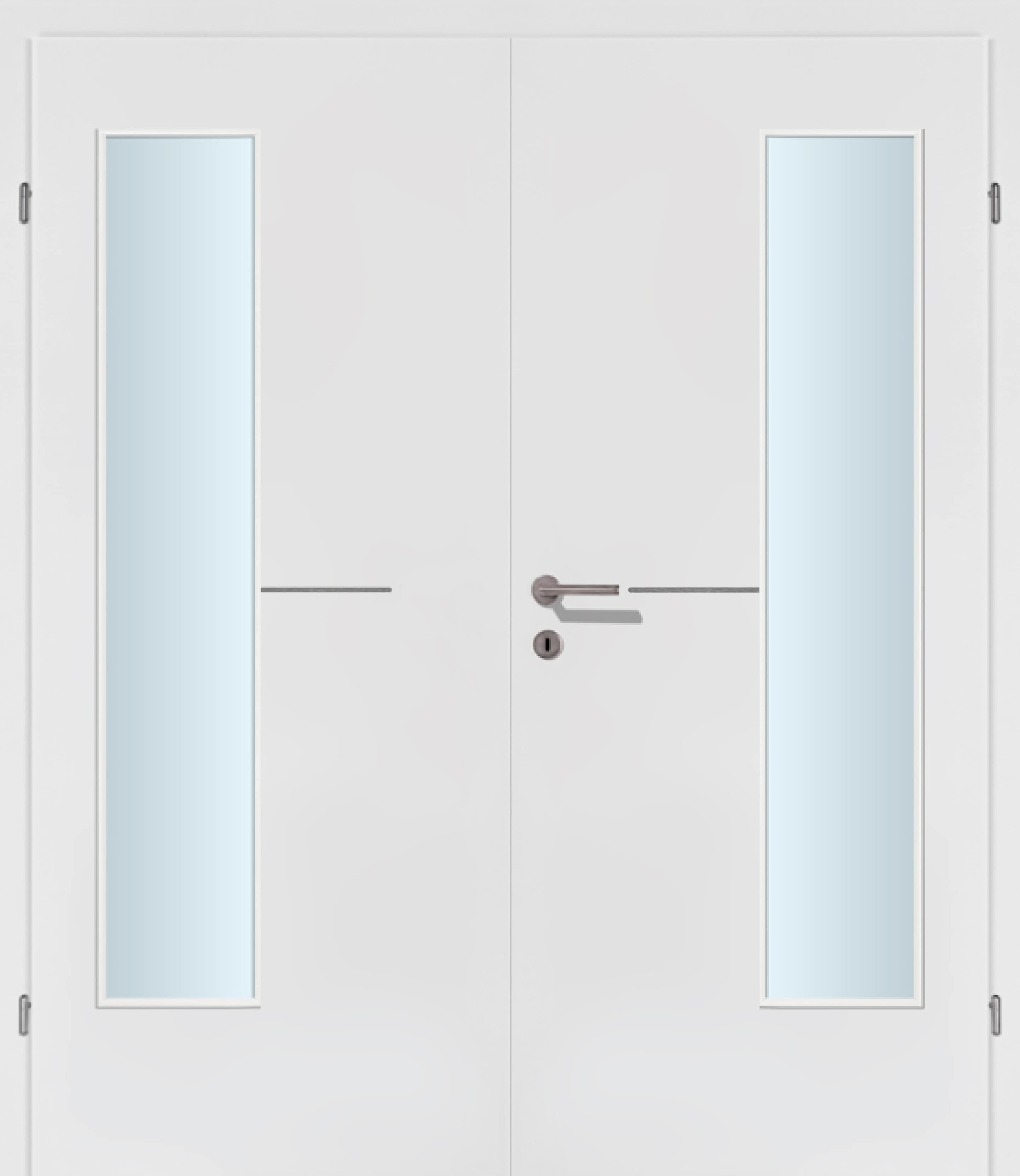 Selektion T47 Alu Effekt Lisenen weiss Innentür Inkl. Zarge (Türrahmen) Doppeltüre Inkl. Glaslichte EN Bandseitig