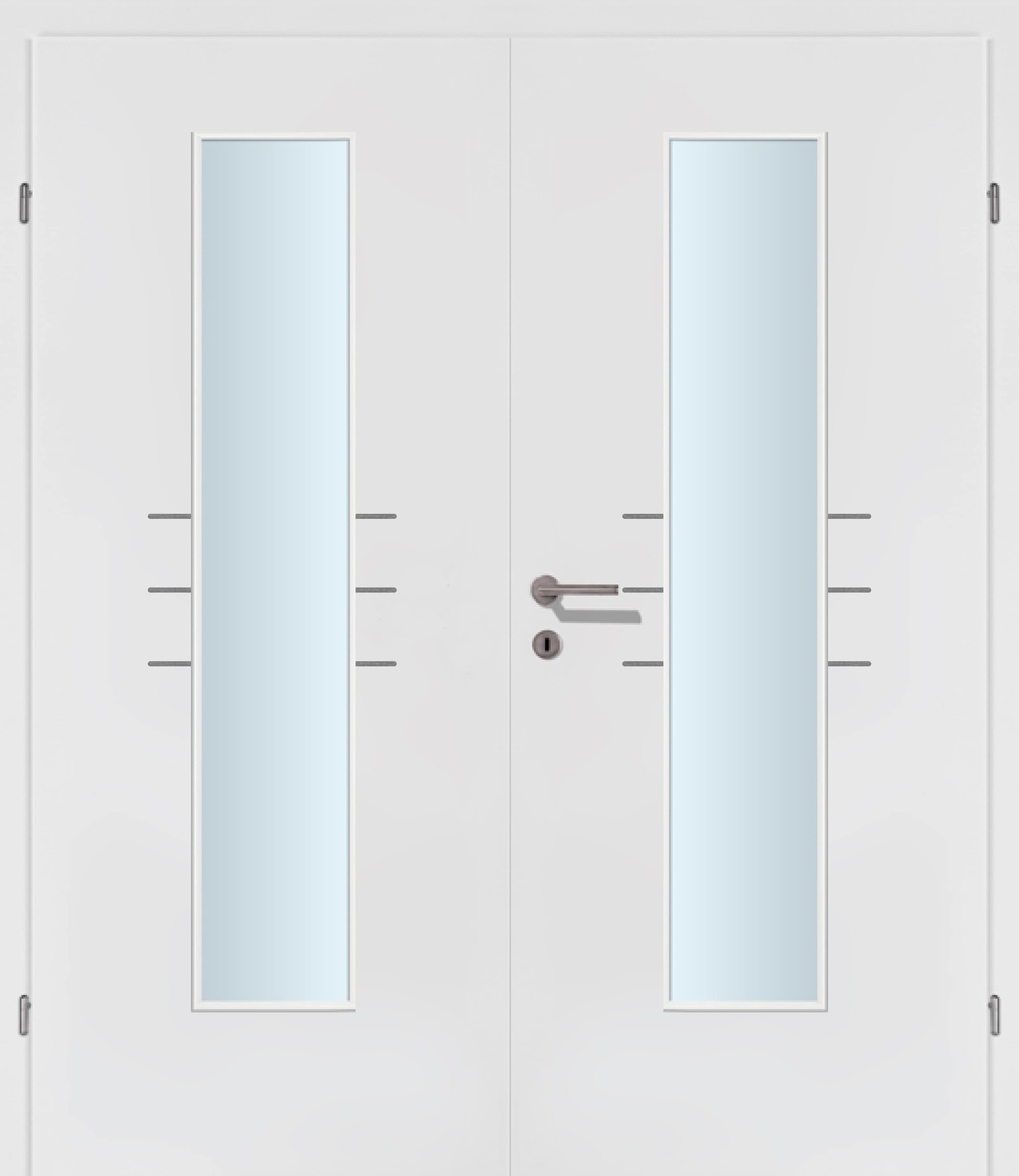 Selektion T50 Alu Effekt Lisenen weiss Innentür Inkl. Zarge (Türrahmen) Doppeltüre Inkl. Glaslichte EN Mittig