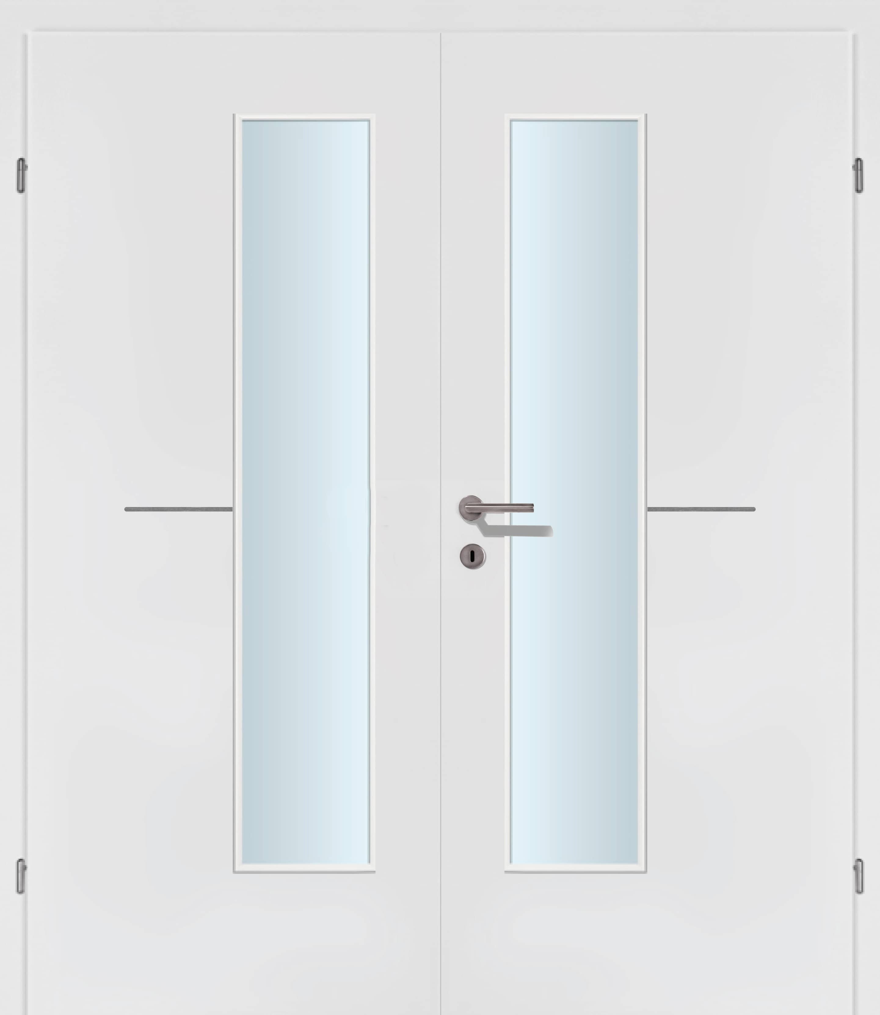 Selektion T47 Alu Effekt Lisenen weiss Innentür Inkl. Zarge (Türrahmen) Doppeltüre Inkl. Glaslichte EN Drückerseitig