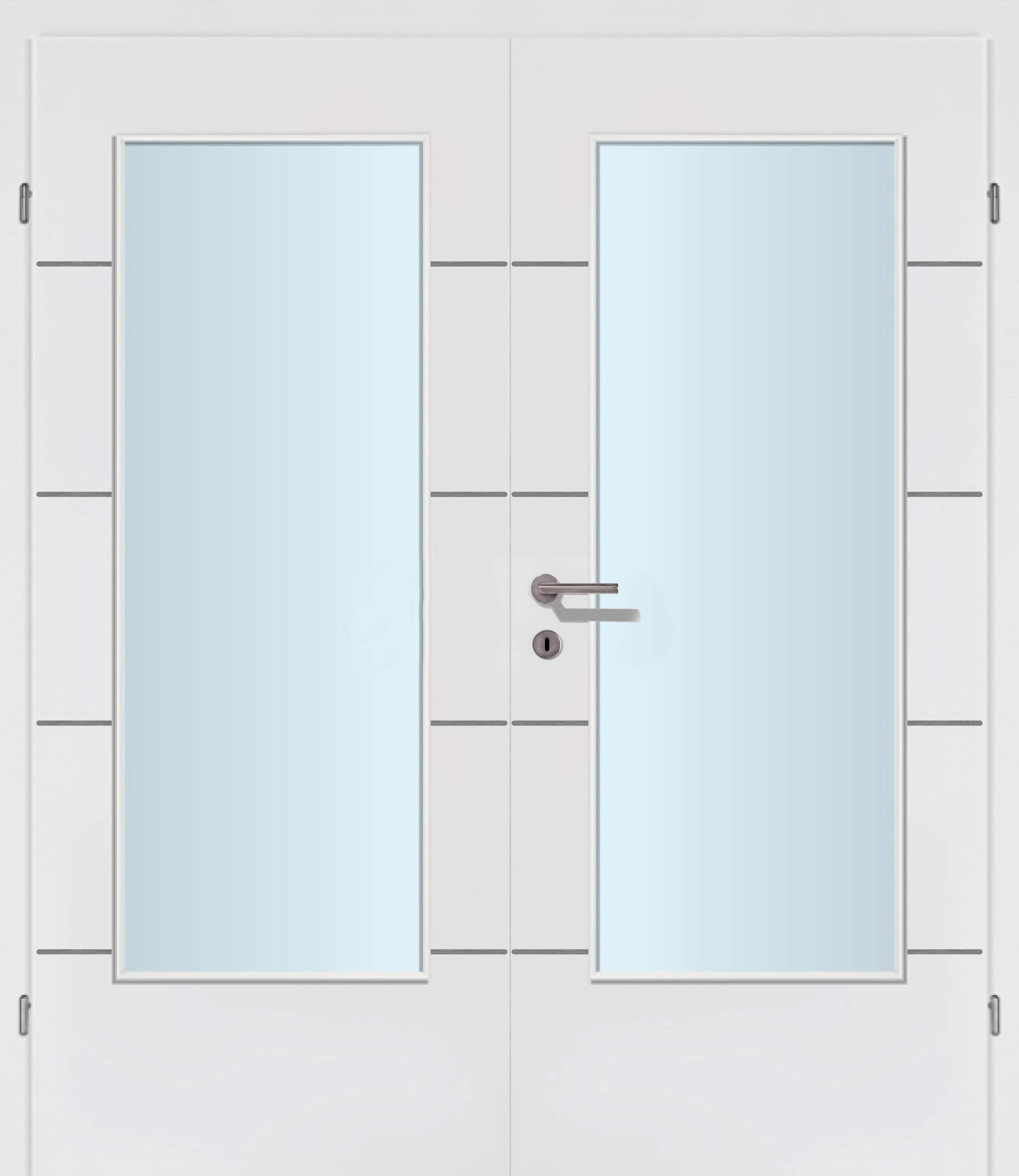 Selektion T39 Alu Effekt Lisenen weiss Innentür Inkl. Zarge (Türrahmen) Doppeltüre Inkl. Glaslichte C