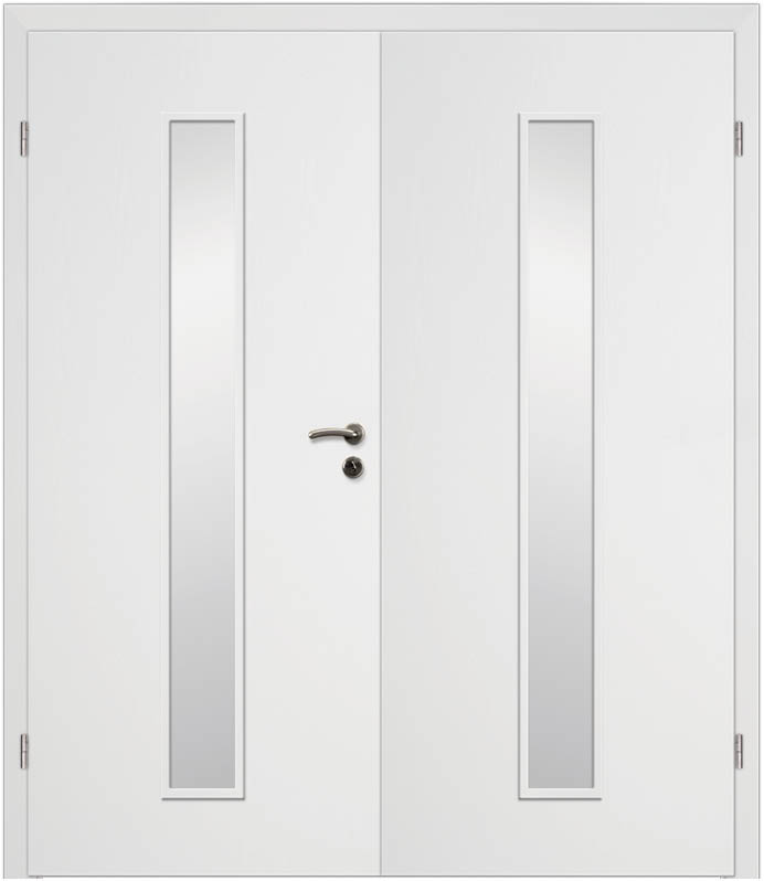 CPL Uni Weiß 1503, ähnl. RAL 9016 Innentür Inkl. Zarge (Türrahmen) Doppeltüre Inkl. Glaslichte LA4