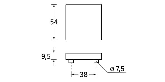 Türdrücker Modell Form 1106 Edelstahl Matt, auf Quadratrosette, Buntbart