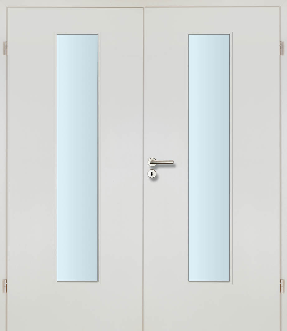 CPL Perlgrau Innentür Inkl. Zarge (Türrahmen) Doppeltüre Inkl. Glaslichte EN Mittig