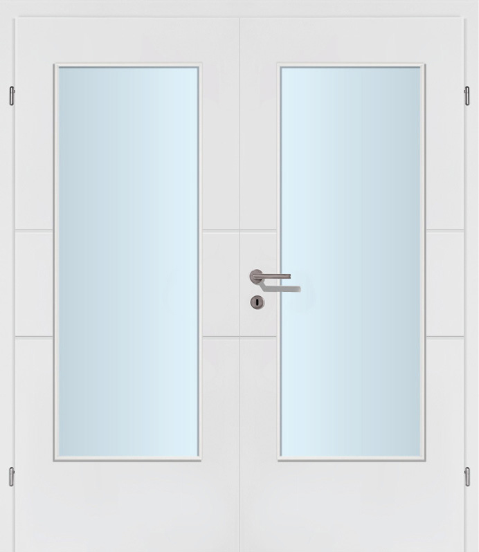 Design Line 02 Quer weiss Innentür Inkl. Zarge (Türrahmen) Doppeltüre Inkl. Glaslichte C