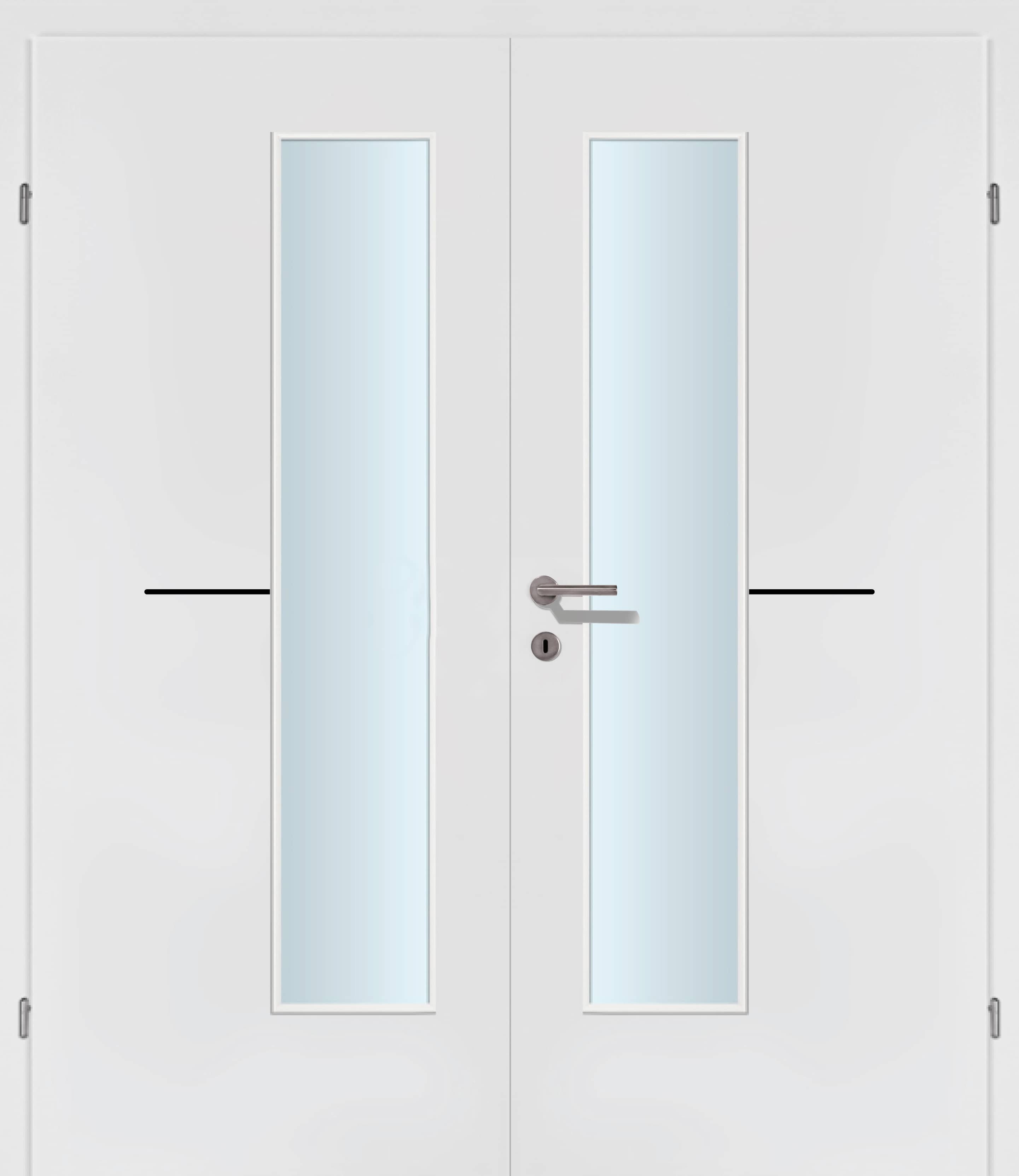 Selektion T47 Black Lisenen weiss Innentür Inkl. Zarge (Türrahmen) Doppeltüre Inkl. Glaslichte EN Drückerseitig
